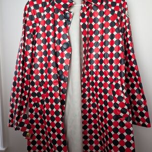 Moncler Red and Black Hexagon Patterned Jacket